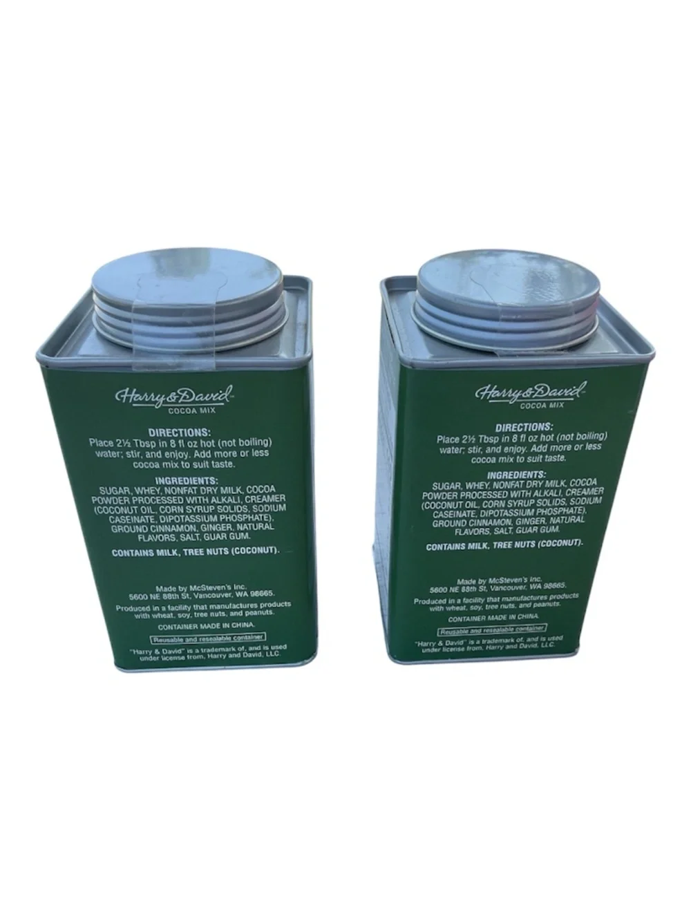 Harry & David Gingerbread Chocolate Truffle Cocoa Mix 2 tins